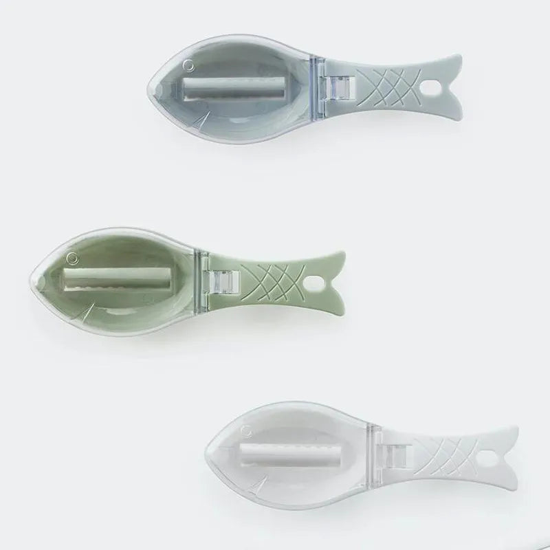 Three kitchen utensils with labels on a white background
