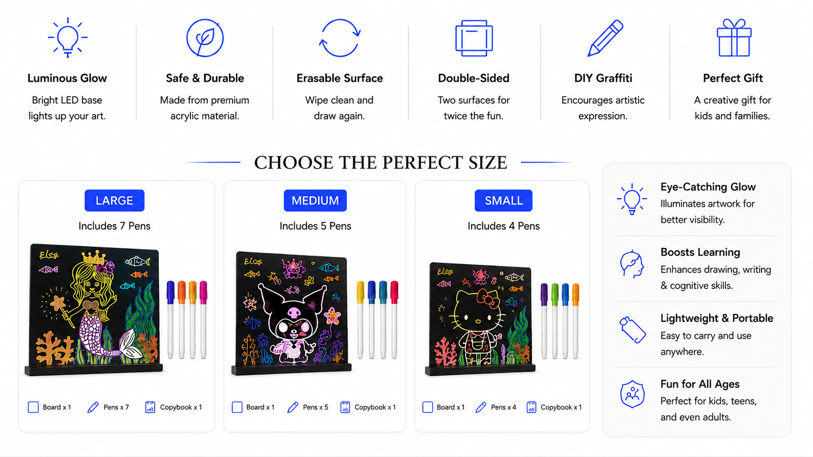 novoraaLuminous Drawing Board for Kids - Landing Image 1