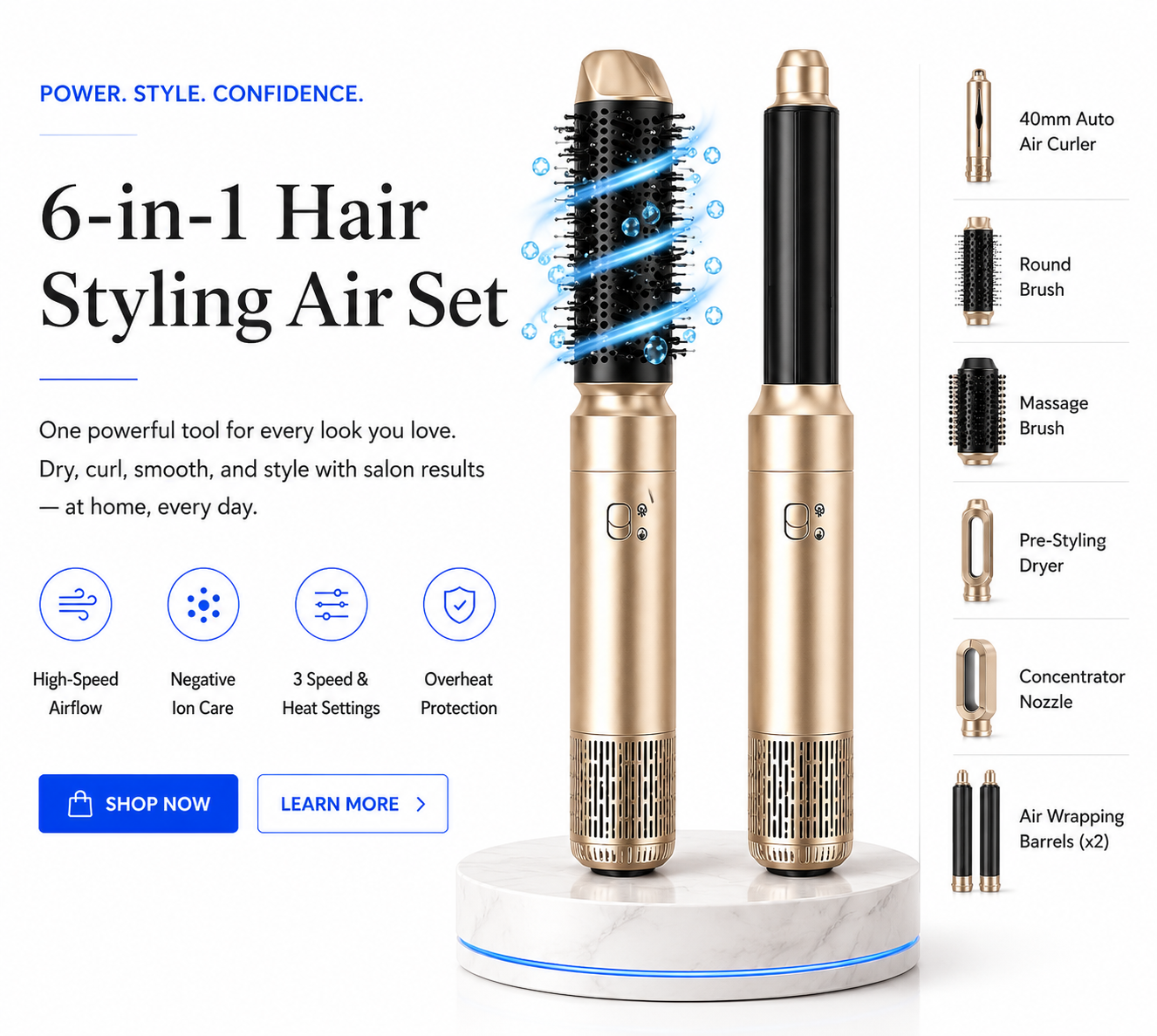 novoraa Professional Hair Dryer with Negative Ion Technology - Landing Image 1