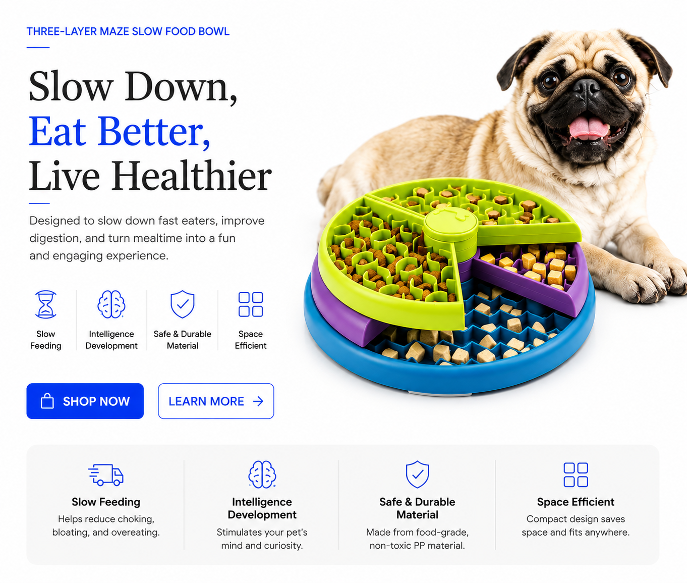 novoraaThree-Layer Slow-Feeding Pet Bowl - Landing Image 2