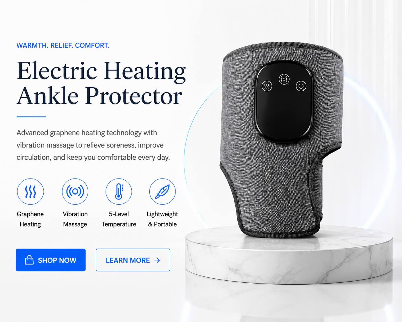 novoraa Electric Heating Ankle Protector with Vibration Massage and Graphene Technology - Landing Image 2