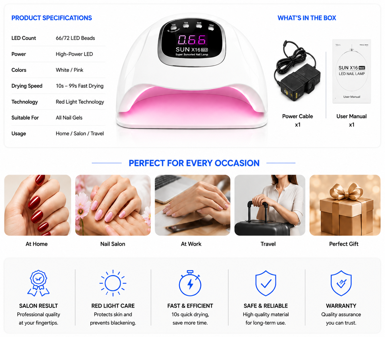 novoraaLED Nail Lamp with Red Light Technology - Landing Image 1