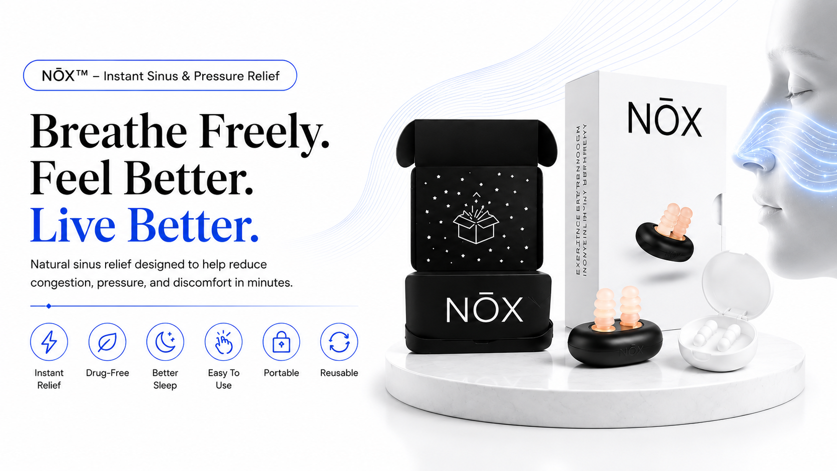 Novoraa NŌX™ — Instant Sinus & Pressure Relief - Landing Image 1