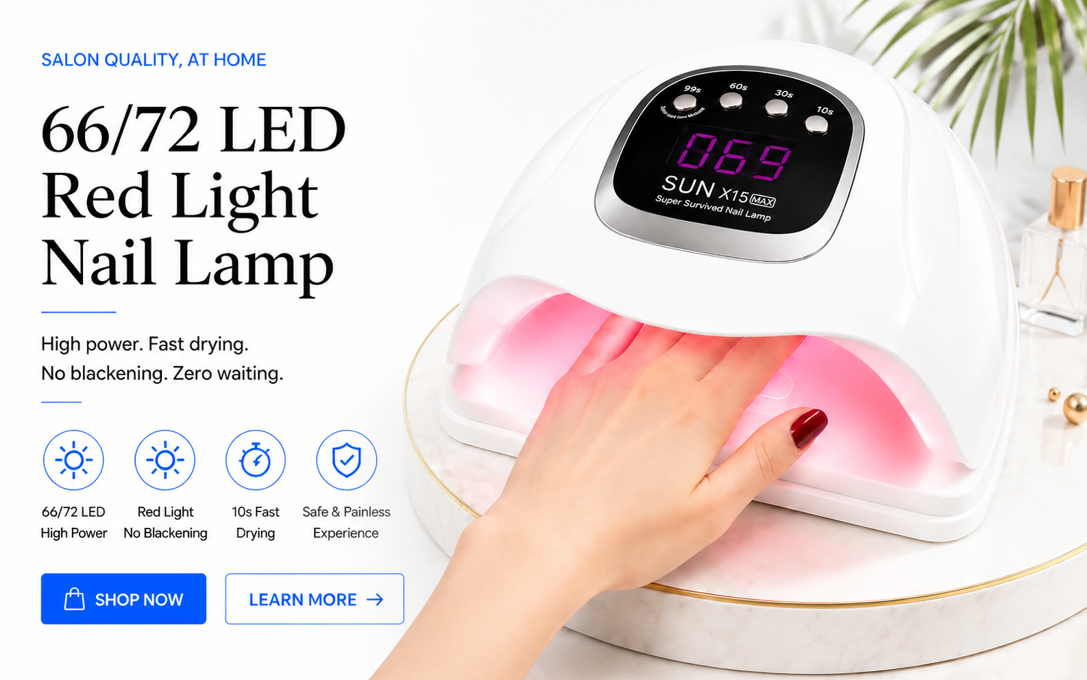 novoraaLED Nail Lamp with Red Light Technology - Landing Image 2