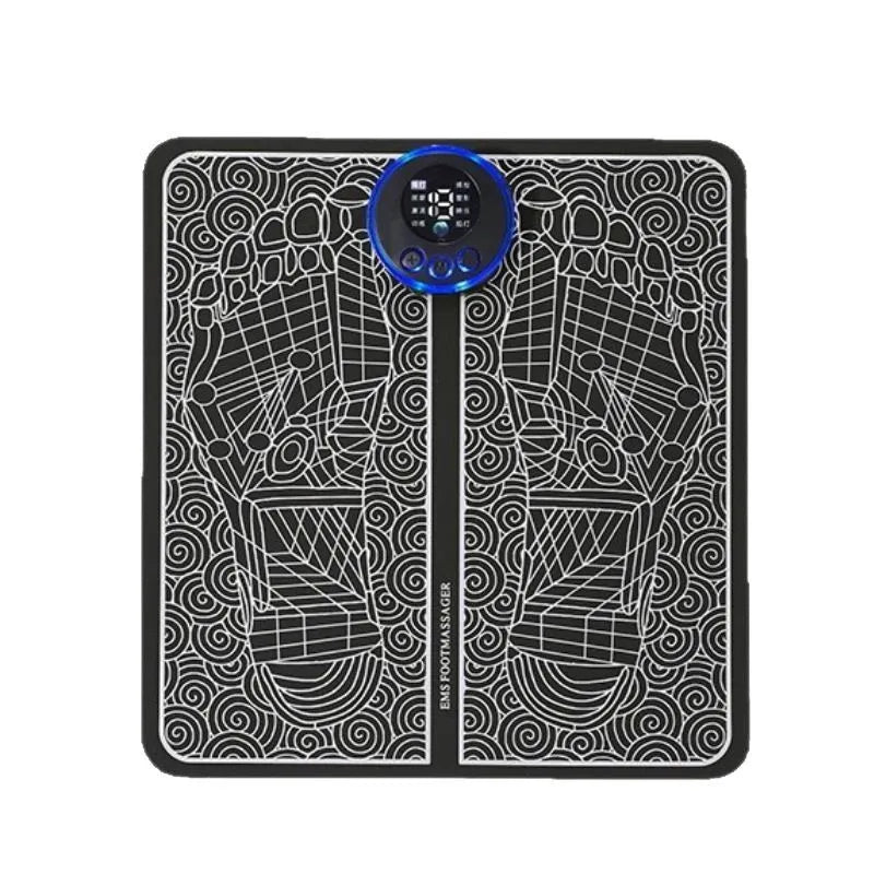 Digital bathroom scale with geometric design on a white background