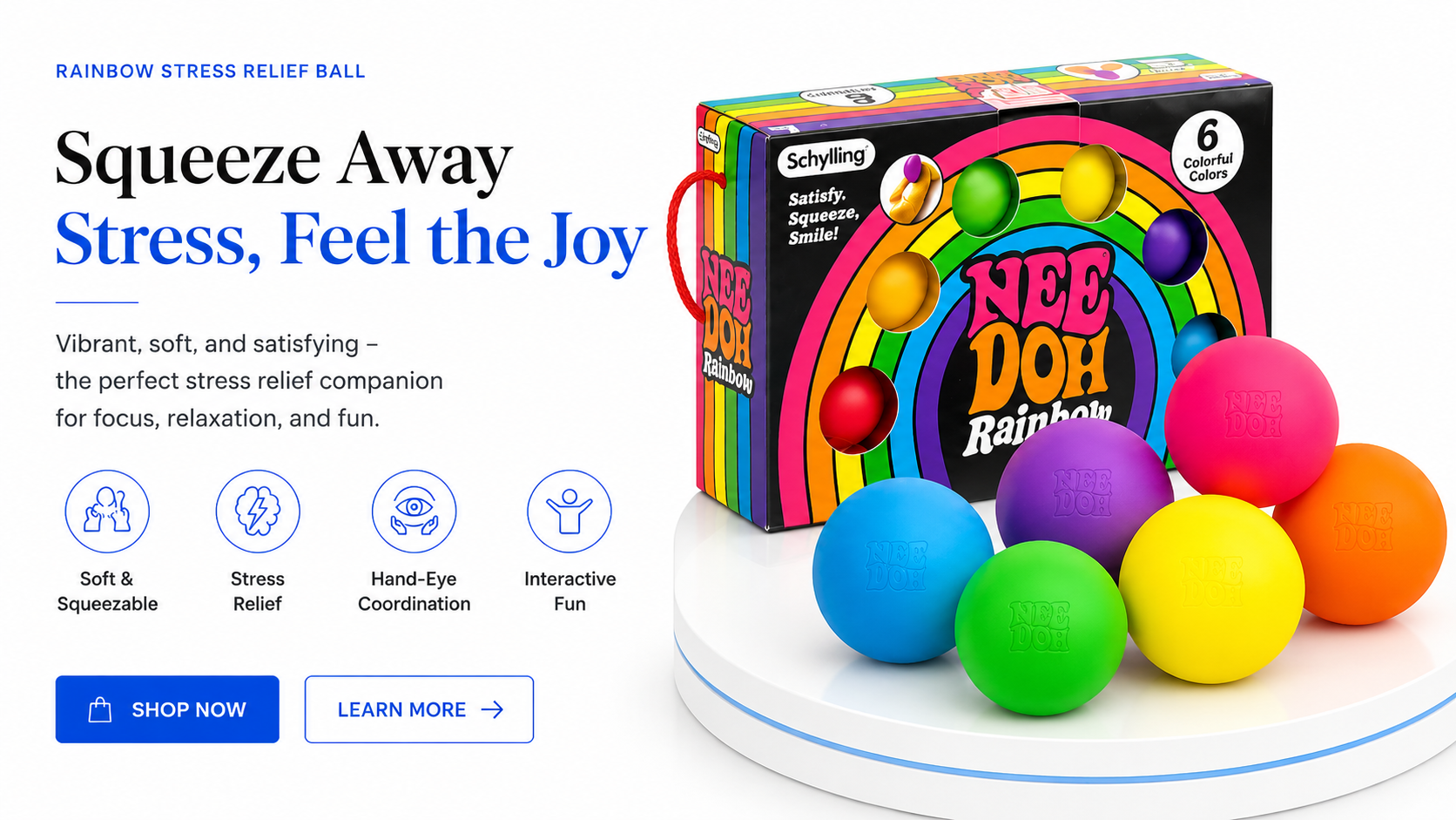 novoraa Rainbow Teenie Stress Relief Ball - Landing Image 2