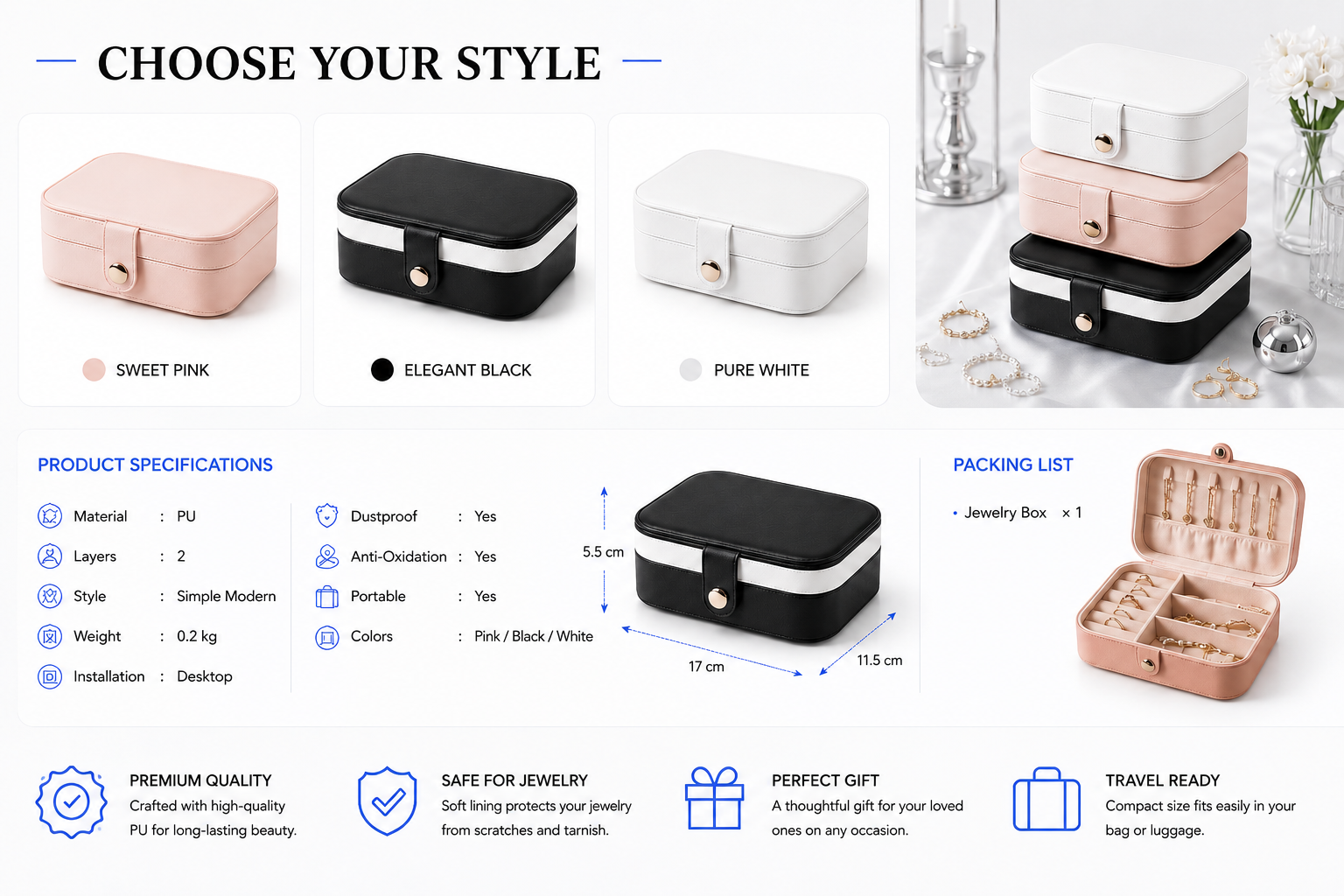 Novoraa Portable Dual Layer Jewelry Storage Box - Landing Image 3