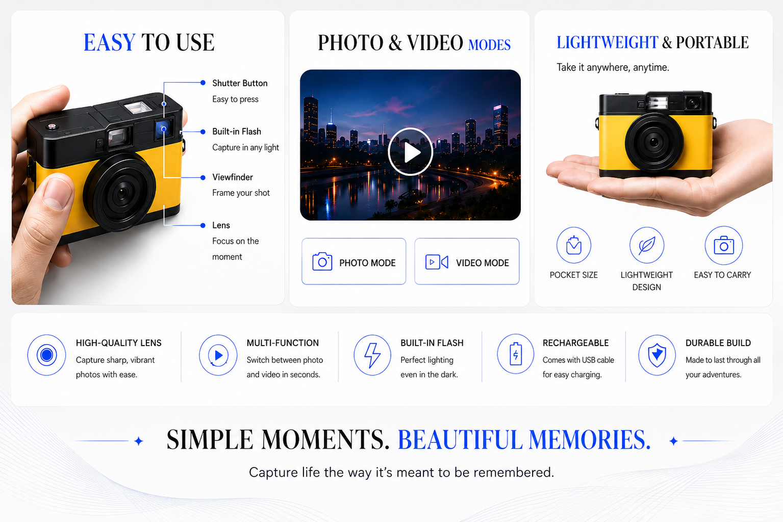 Novoraa Retro Digital Camera with HD Filters - Landing Image 1