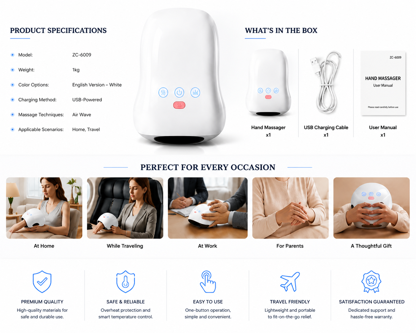 novoraaHand Massager with Heating and Air Wave Technology - Landing Image 2