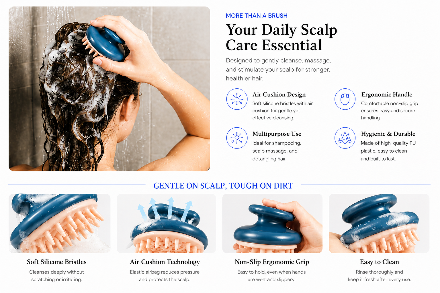 novoraa Hair-washing brush and shampoo comb - Landing Image 2