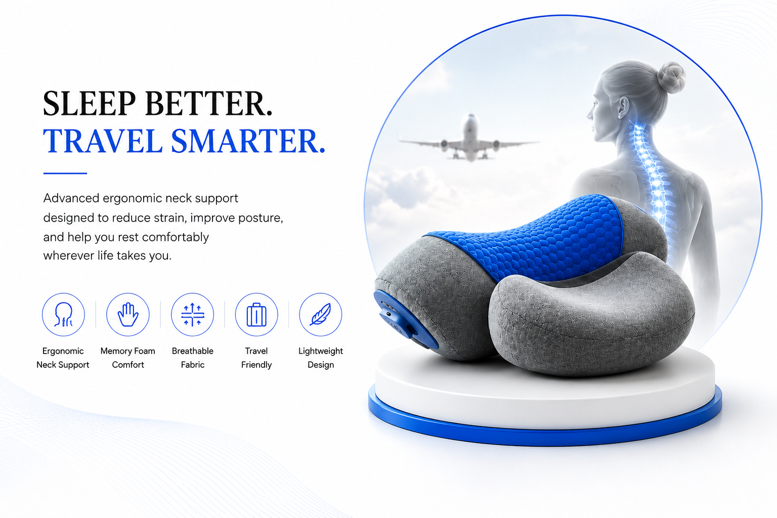 Novoraa Adjustable Heating Massage Neck Pillow with Memory Foam - Landing Image 2