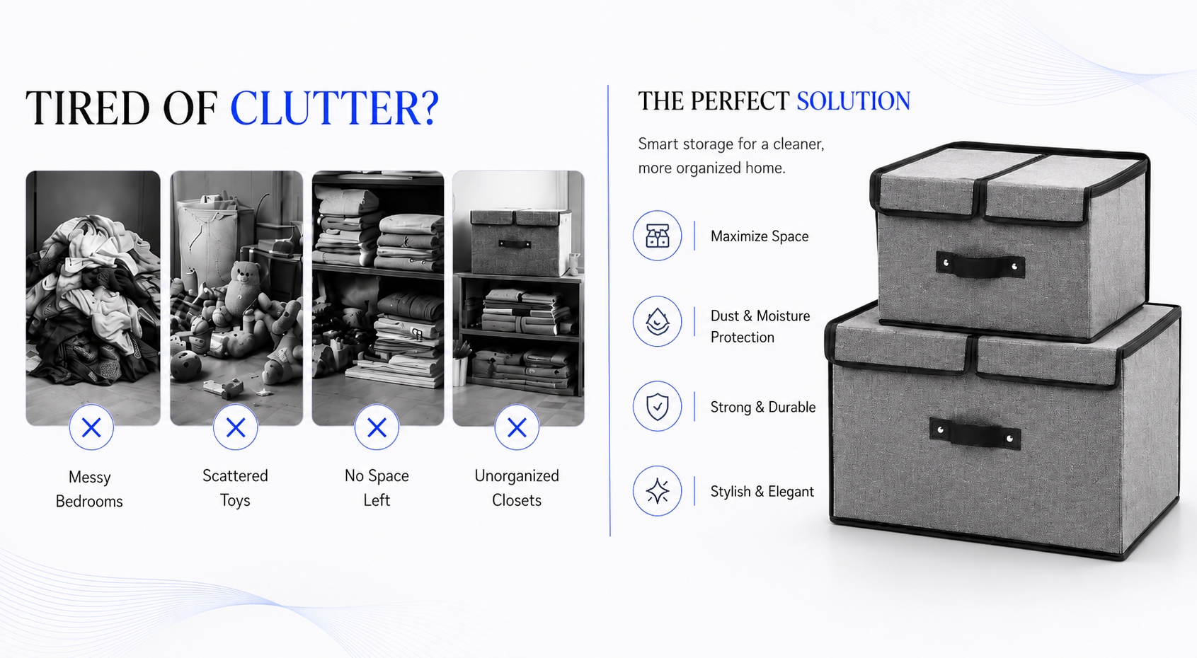 Novoraa Foldable Fabric Storage Box with Dividers - Landing Image 4