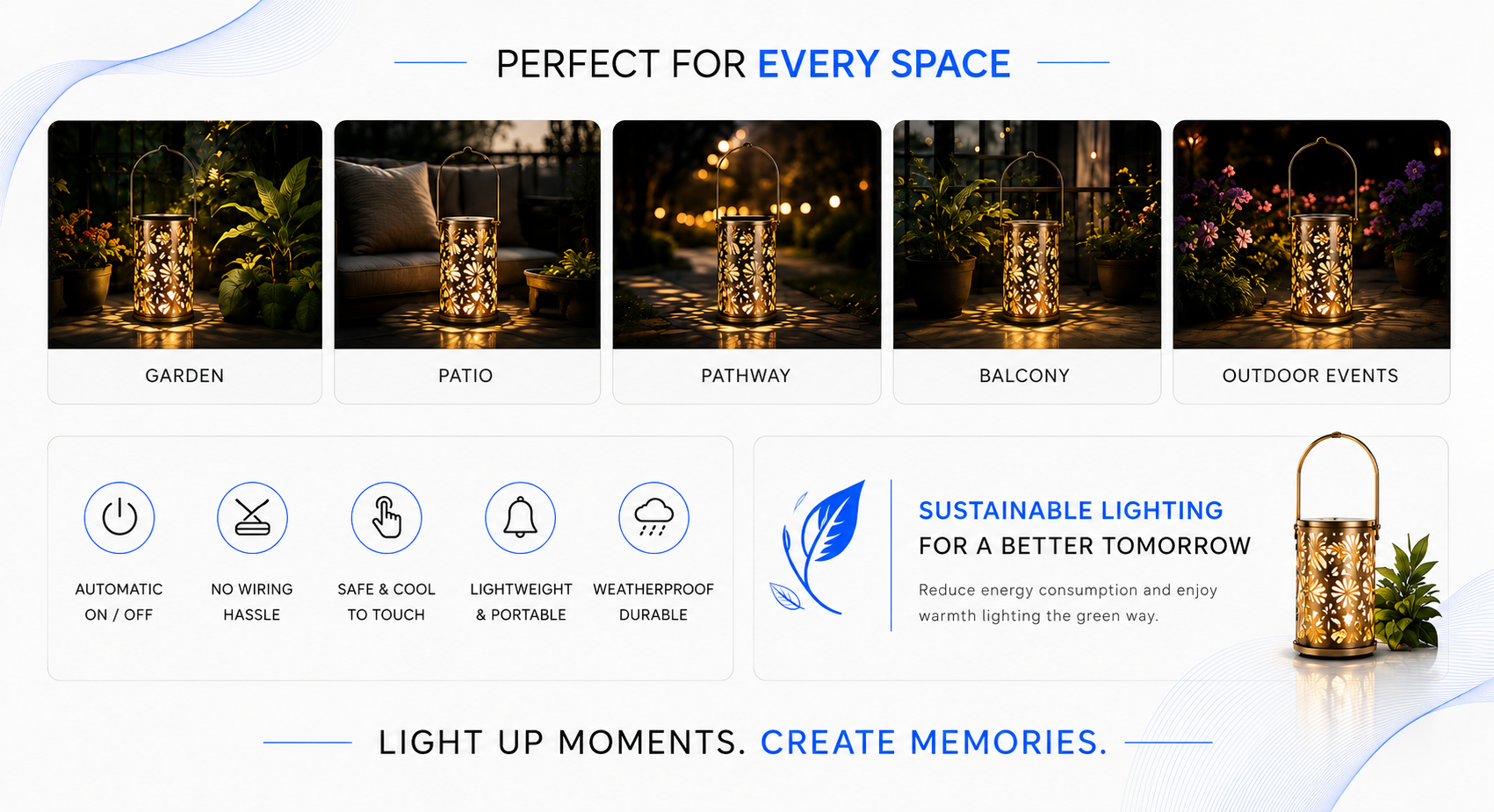 Novoraa Solar Powered Outdoor Garden Hanging Light - Landing Image 2