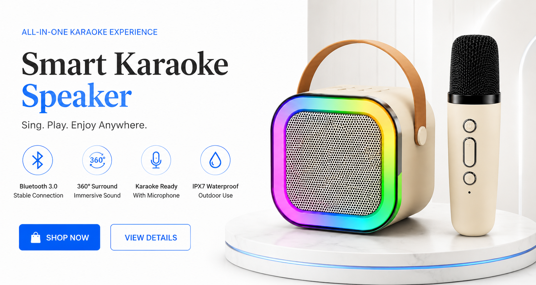 novoraa Portable Bluetooth Karaoke Speaker with Microphone - Landing Image 2