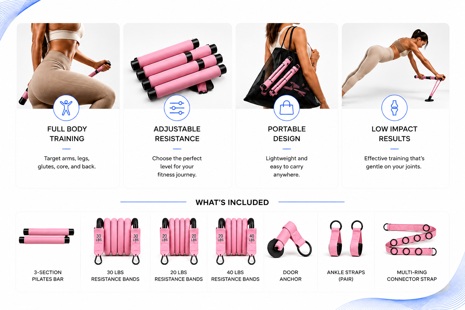Novoraa Adjustable Pilates fitness equipment - Landing Image 2