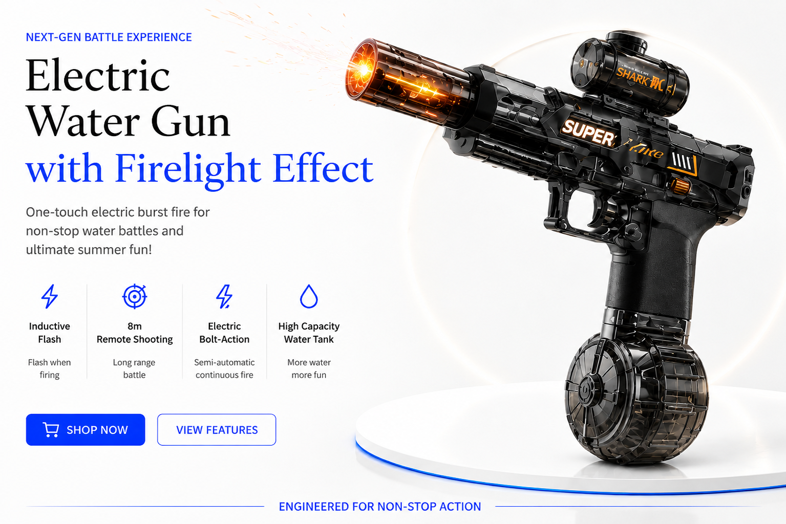 novoraaElectric Water Gun with Light Effect - Landing Image 1