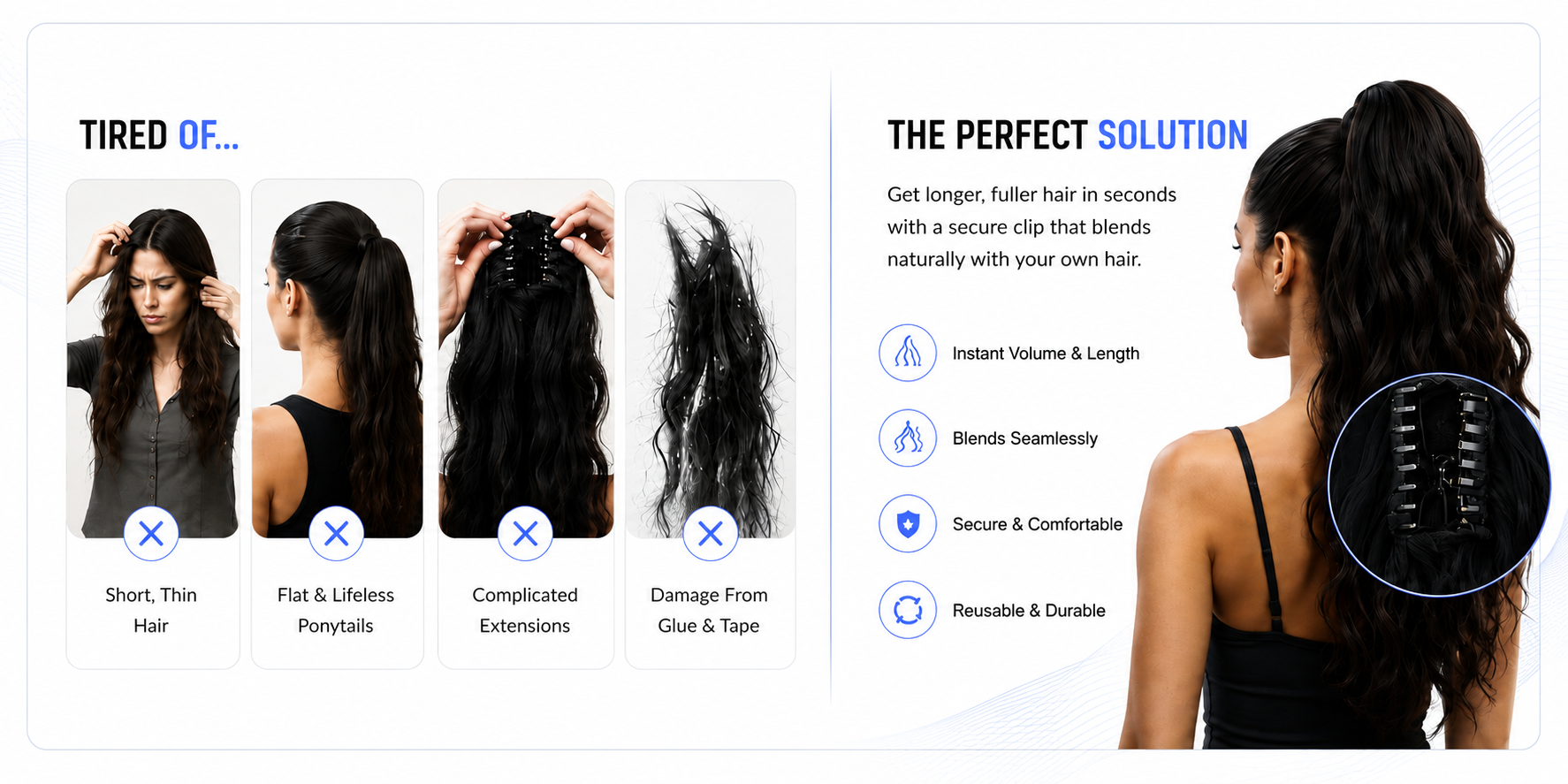 Novoraa Synthetic Hair Ponytail with Claw Clip - Landing Image 4