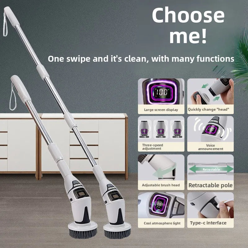 Cleaning tool with features highlighted on a gray background