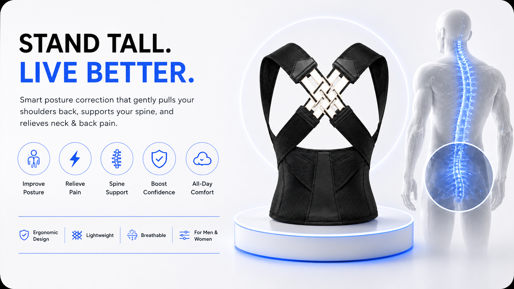 Novoraa Posture Corrector for Shoulder and Back Support - Landing Image 2