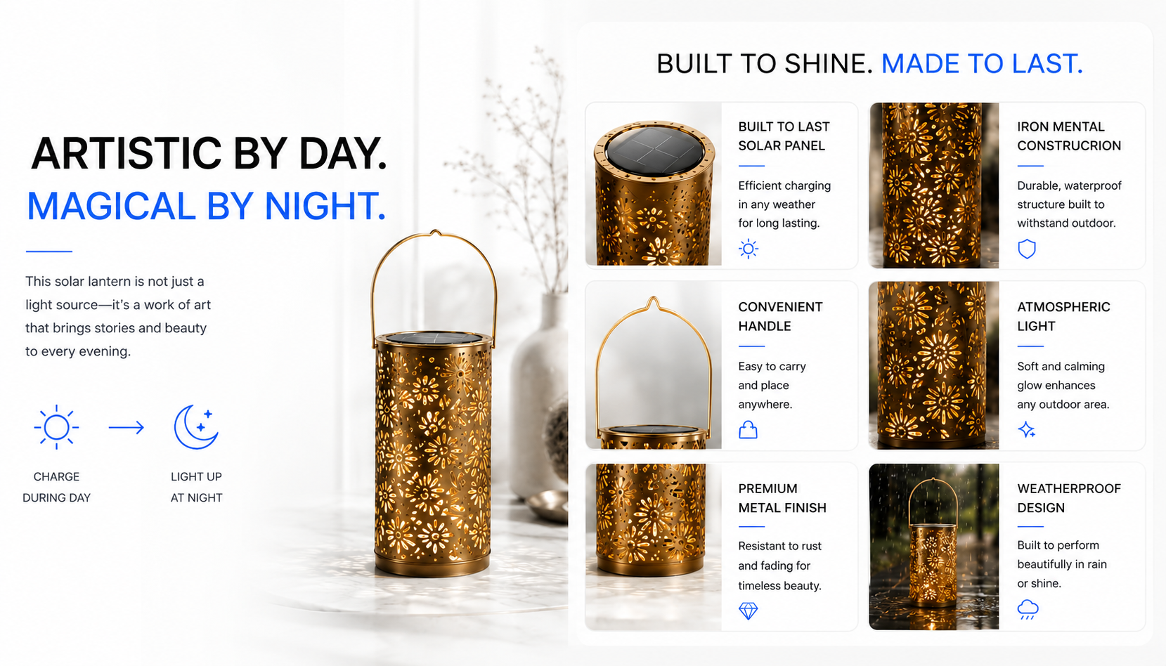 Novoraa Solar Powered Outdoor Garden Hanging Light - Landing Image 3