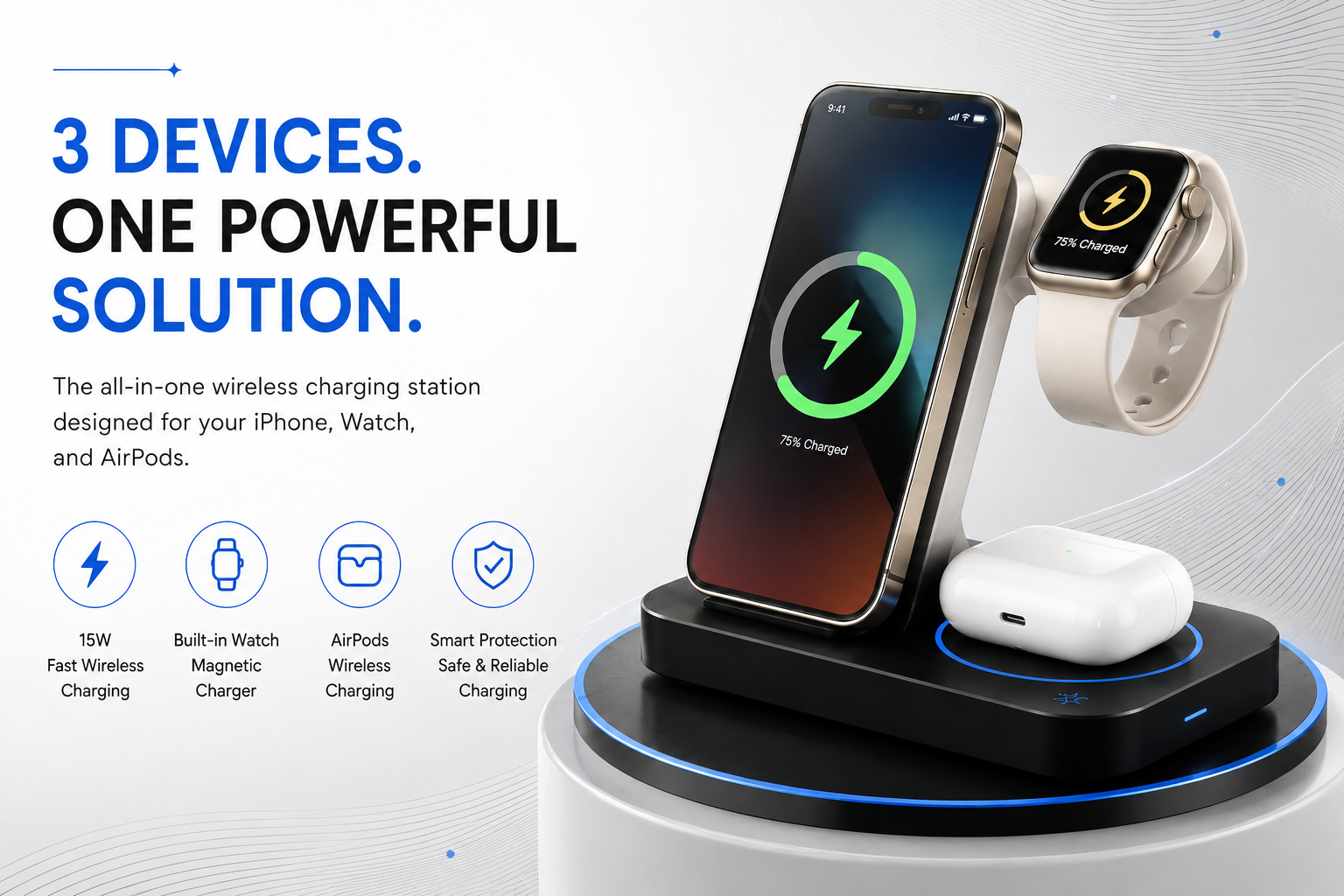 Novoraa Universal 4-in-1 Wireless Fast Charger - Landing Image 1
