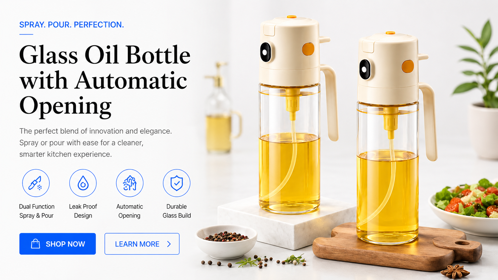 novoraa Glass Oil Dispenser Bottle - Landing Image 3