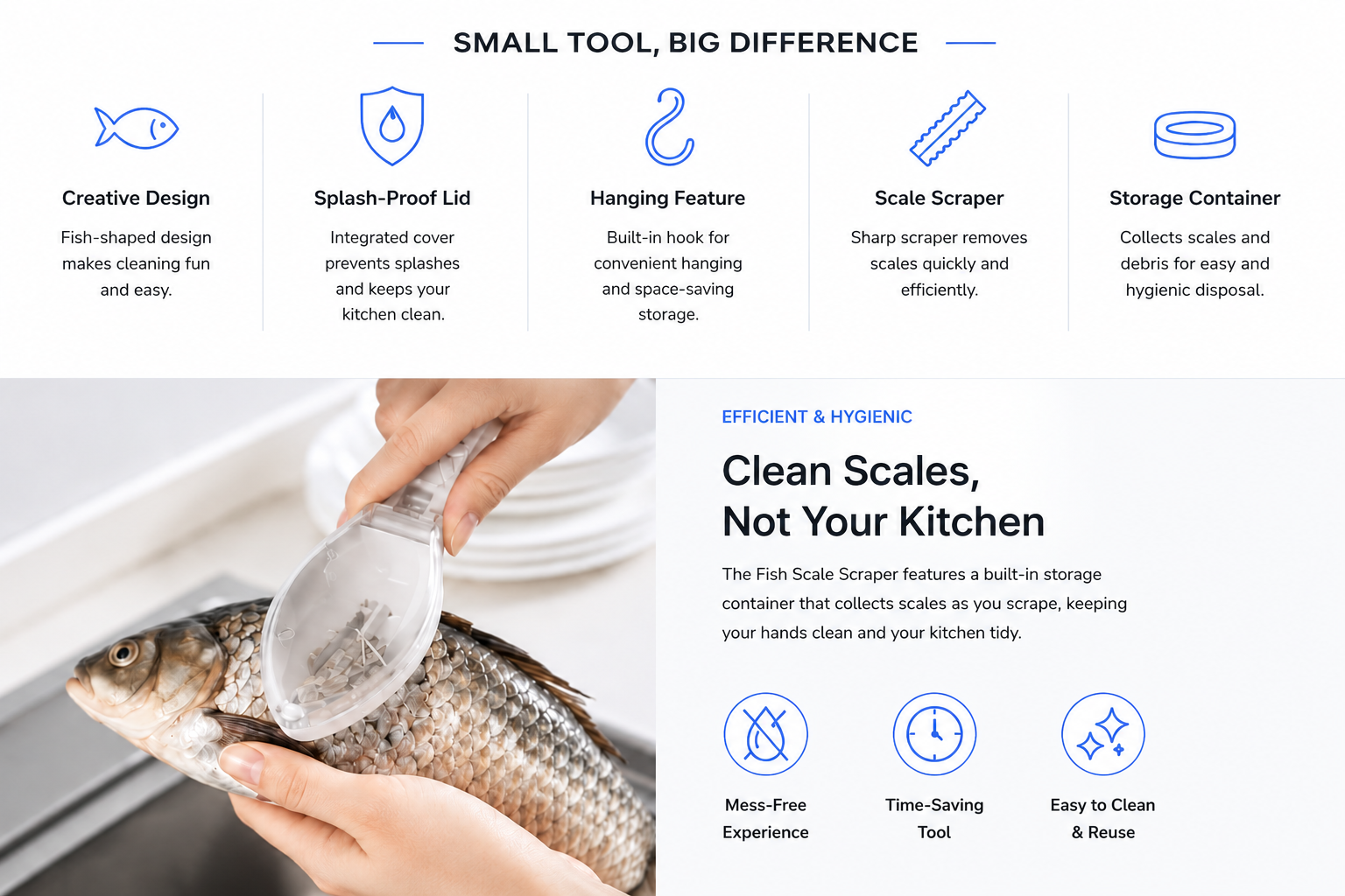novoraa Creative Fish Shaped Scale Scraper - Landing Image 3