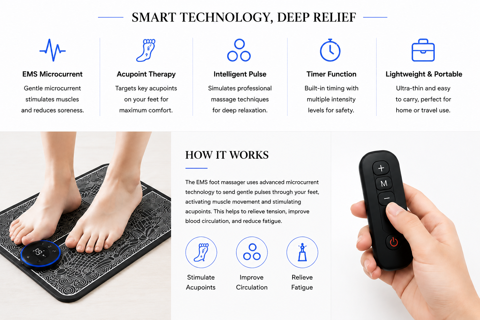 novoraaEMS Foot Massage Pad with Pulse Technology - Landing Image 2