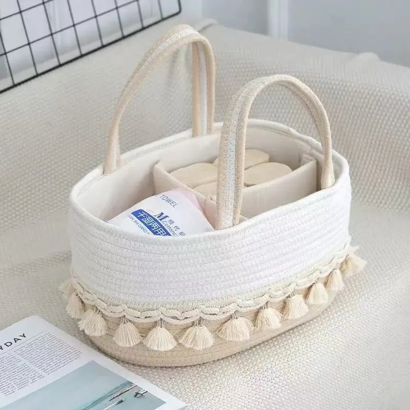 Novoraa Handwoven Storage Basket with Removable Compartments