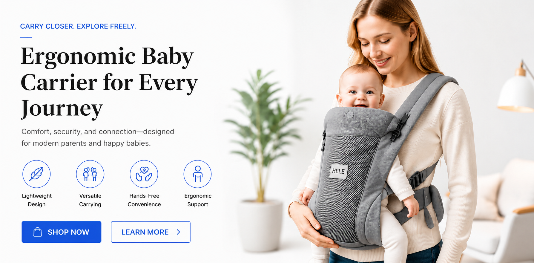 novoraa Lightweight Breathable Baby Carrier - Landing Image 3