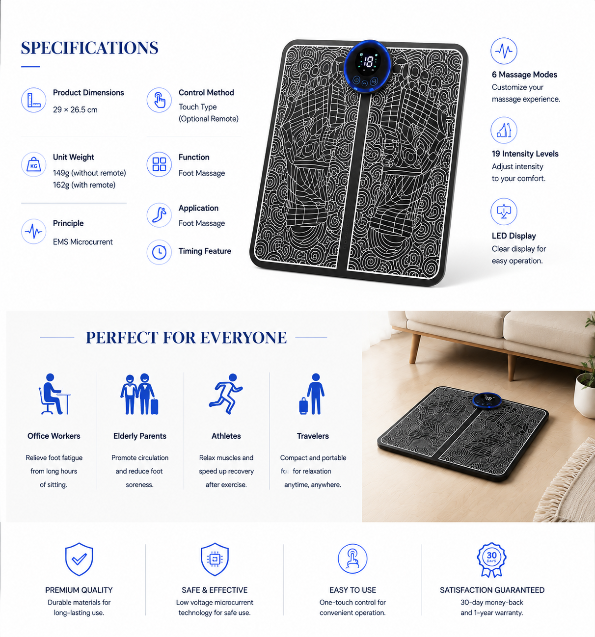 novoraaEMS Foot Massage Pad with Pulse Technology - Landing Image 3